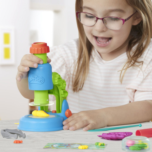 Set De Masas Play Doh Microscopio Luminoso Color Azul
