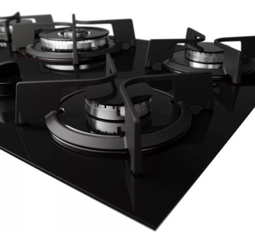 Cooktop 5 Bocas Com Mega E Tripla Chama Turbo Glass Dako