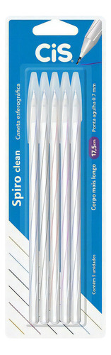 Caneta Esferográfica Spiro Clean 0,7mm Blizter Com 5un. Cis Cor Da Tinta Colorido Cor Do Exterior Colorido