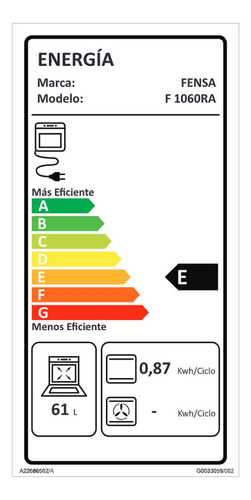 Imagen 10 de 11 de Horno Empotrable Fensa F 1060r A