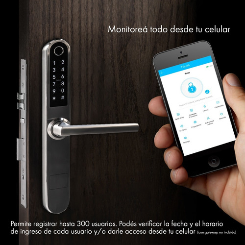 Imagen 6 de 10 de Cerradura Biometrica Smart Bluetooth Wifi Premium Exterior