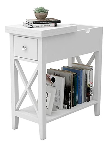 Choochoo Flip Top Open End Table, Mesa Auxiliar Estrecha Mes