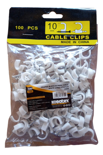 Grapas Blanca De 10mm Para Cable Kobatex (pack 100 Unds)