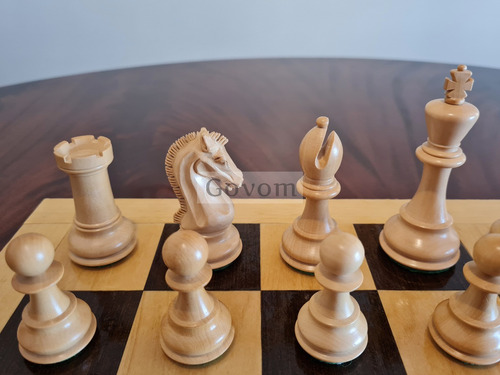 Juego Ajedrez Madera Profesional Piezas Troya Golden