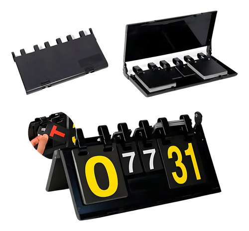 Placar Manual De Mesa Contador De Pontos Flysea Preto Pontuação de Jogos e Esportes Portátil Dobrável