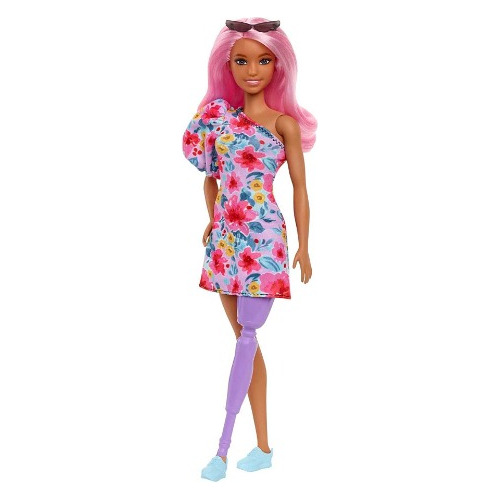Muñeca Barbie Fashionista #189 Cabello Rosa, Protesis Pierna