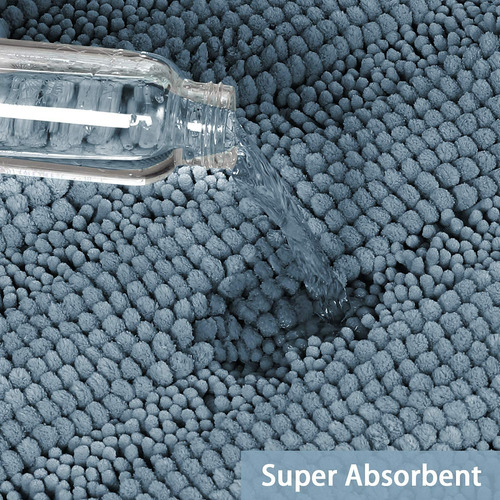 Juego De Alfombras De Baño De Chenilla Turquesa Superabsorbe