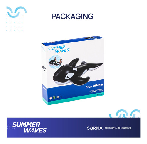 Imagen 5 de 7 de Orca Ballena Inflable 124 X 71 X 52 Cm Summer Waves