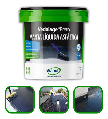 Manta Líquida Asfáltica Vedalage Preto Viapol Paredes 18 Lt