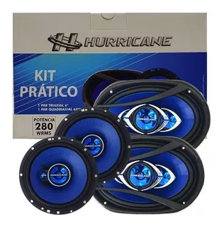Kit Fácil Falante Hurricane 6 + 6x9 280w Rms Prático Som Cor Azul