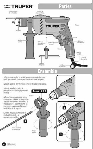 Rotomartillo Taladro Truper De 600w De 1/2 Roto-1/2a7 4.7 A | Meses sin  intereses