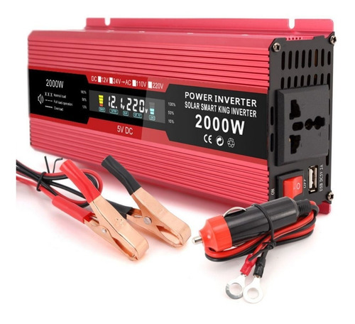 Imagen 3 de 3 de Inversor De Corriente 2000w Cont De 12v A 110v