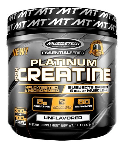 100% Platinum Creatine Creatina - Muscletech - 80 Servicios