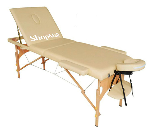 Camilla portátil para masajes de madera color beige ShopMall CM001 
