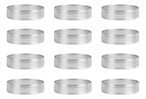 Paquete De 36 Anillos For Tartas Perforados De Acero Inoxid