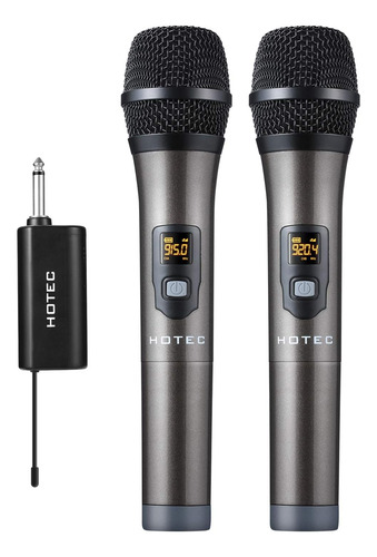 Hotec Uhf Micrófonos De Mano Dual Inalámbricos Con Receptor