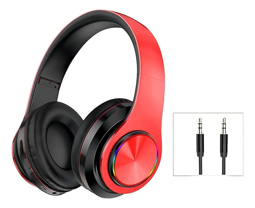 Fone B39 Rgb Luminoso Sem Fio Bt 5.0 Gaming Headset Estéreo Cor Vermelho/preto