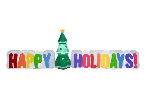 Inflable Navideño Happy Holidays Con Luz Led Decoracion 3.5m