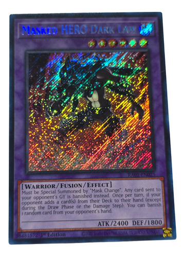 Masked Hero Dark Law Secret Rare Ra01 Yugioh!