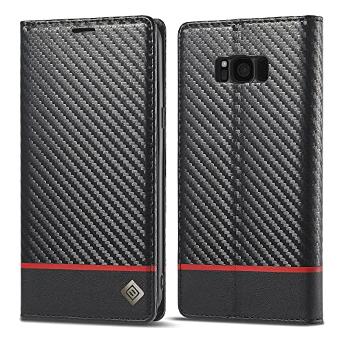 Funda Cartera Para Galaxy S8 Rojo Carbon Fiber Premium Pu-02