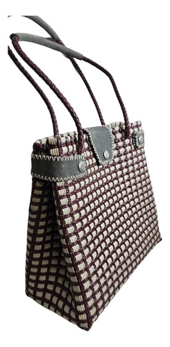 Bolsa Bolsa De Mano Tote Bag Bolsa Artesanal Tote Bag Color Marrón Y Blanco