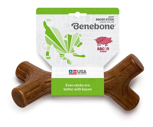 Imagen 5 de 10 de Hueso Masticable Benebone Bacon Stick Small Juguete Perro