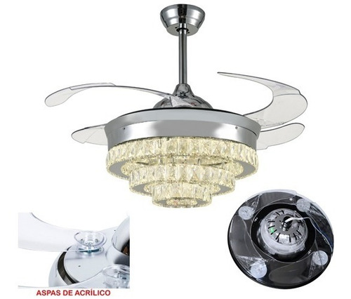 Ventilador Candil Con Lampara Led Aspas Retractil F8523