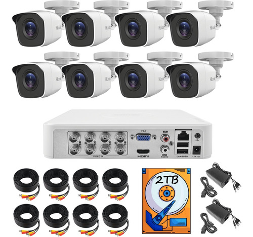 Kit Video Vigilancia 8 Cámaras Hikvision Hd 1080p / 2mp 2tb