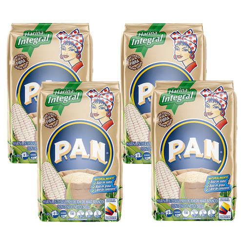 Imagen 2 de 3 de Harina Integral Harina Pan Blanca 500g X4 Uds