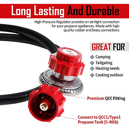2109-red 4 Ft High Pressure 0-20 Psi Adjustable Regulat...
