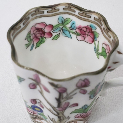 Taza Café Con Plato Porcelana Inglesa Coalport Indian Tree Verde (Usado)