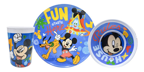Vajilla Platos Melamina Mickey Mouse Disney 3pz Coleccion