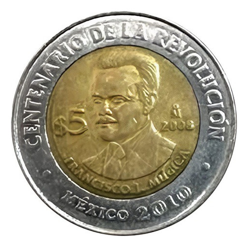 Centenario De La Revolucion Francisco J Múgica 2008 5 Pesos