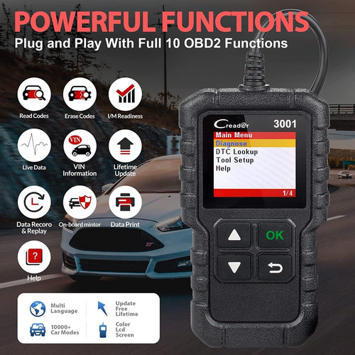 Escáner Creader 3001 Obd2, Lector De Código De Falla ...