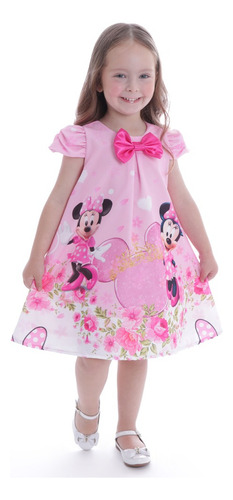 Vestido Da Minnie Rosa Trapézio