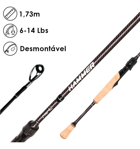 Vara P/ Molinete Hammer 5'8 1,76m 6-14lb 2 Parte - Saint