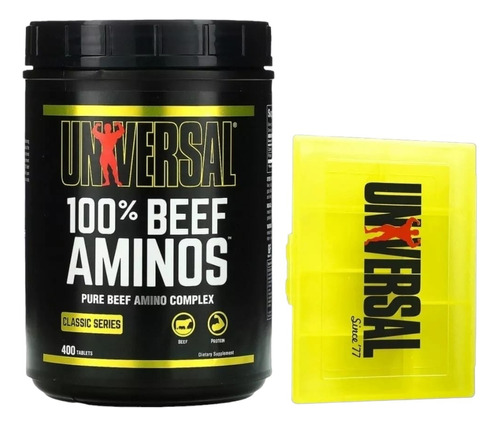 100% Beef Aminos - Universal - 400 Tabletas + Pastillero