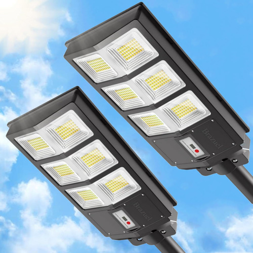 Brazuel Paquete De 2 Luces Solares De Calle De 300 W Para Ex