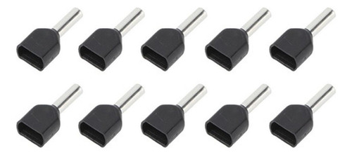 Kit 200pçs Terminal Elétrico Ilhós Tubular Duplo 1,5mm Preto
