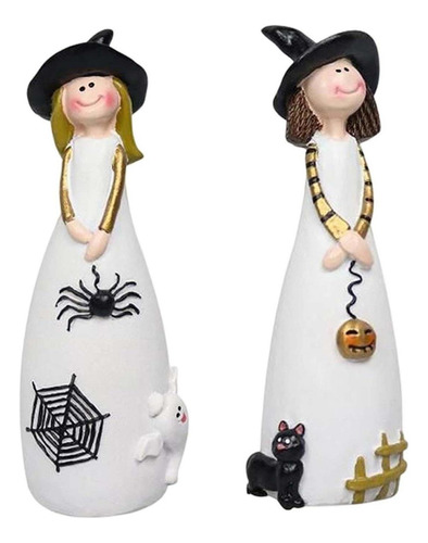 2 Figuras De Brujas De Halloween, Estatua De Adorable Para