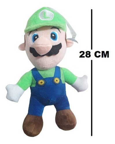 Imagen 3 de 7 de Muñeco Peluche Luigi Super Mario Bross 28 Cm Soft