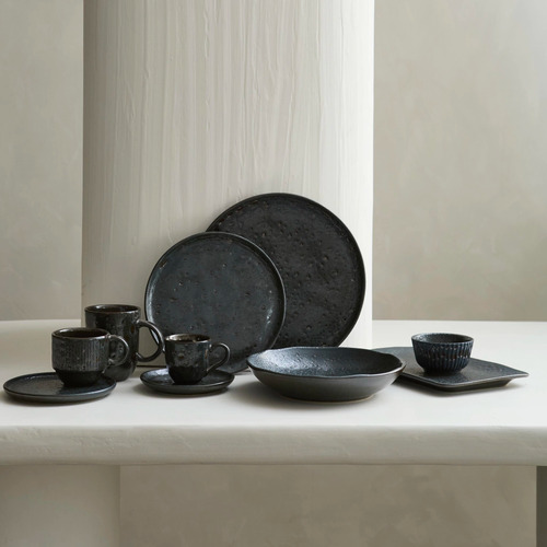 Set De Vajilla 6 Personas Galaxia Negro 18 Piezas Mëkk Home Negro