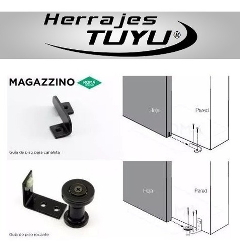 Imagen 3 de 7 de Kit Puerta Colgante Magazzino 3 M Roma Granero Establo Negro