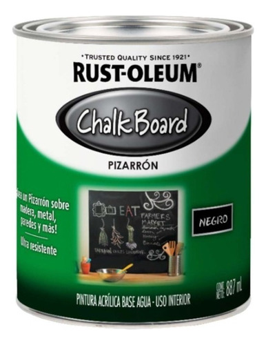 Pintura Para Pizarrón Base Agua Chalkboard 0,887l Rust Oleum Color Negro