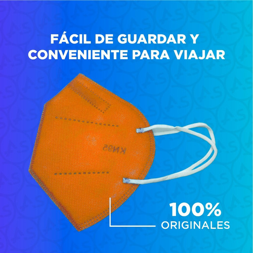 Imagen 4 de 9 de Barbijo Kn95 Naranja X50 Unidades Certificado Anmat N95 95%