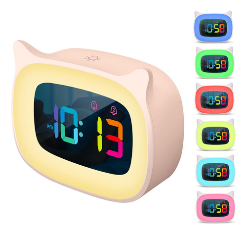 Smouping Lindo Reloj Despertador Con Orejas De Gato Con 7 Co