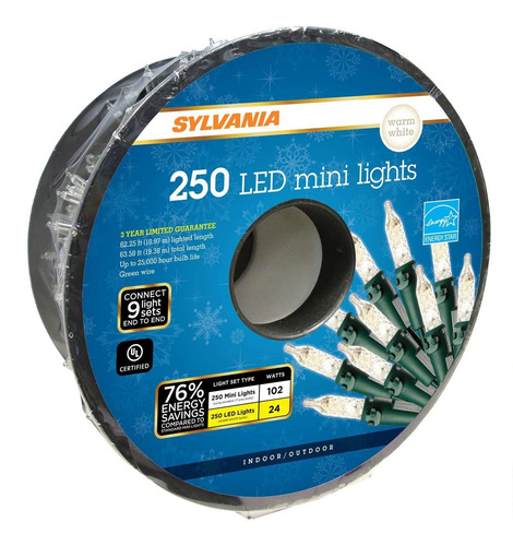 Sylvania - Mini Luces Led De Navidad, Color Blanco Calido