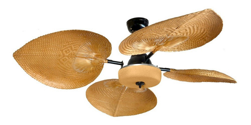 Ventilador De Techo Santorini Rattan Negro Tapa Roble Cantidad De Aspas 4 Diámetro 130 Cm