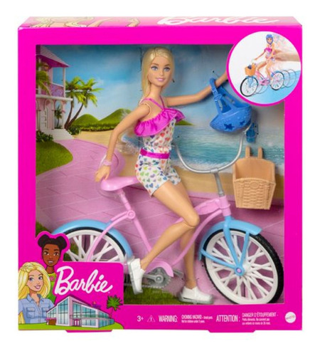 Barbie Set De Juego Bicicleta Con Muñeca Para Niñas