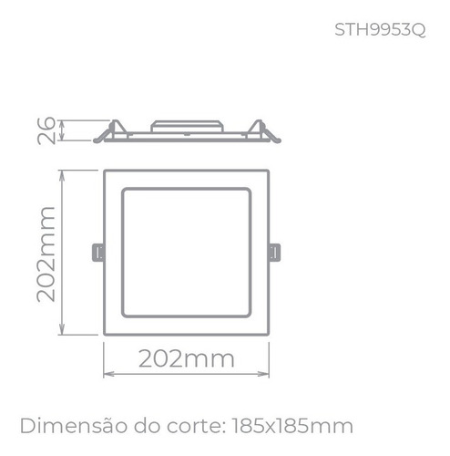 Painel Led Embutir Stella 18w Branco Quente 3000k Sth9953q 110V/220V